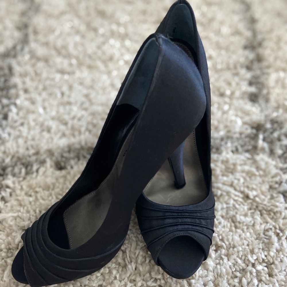 Black Satin Heels-The Touch Of Nina